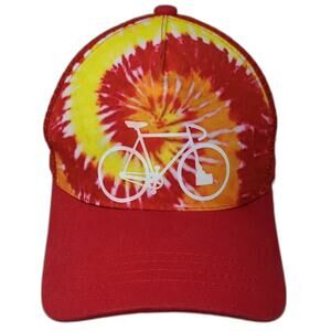 Pit Bull Trucker Hat Red Tie-Dye Bicycle One Size Mesh Snapback Graphic Hat